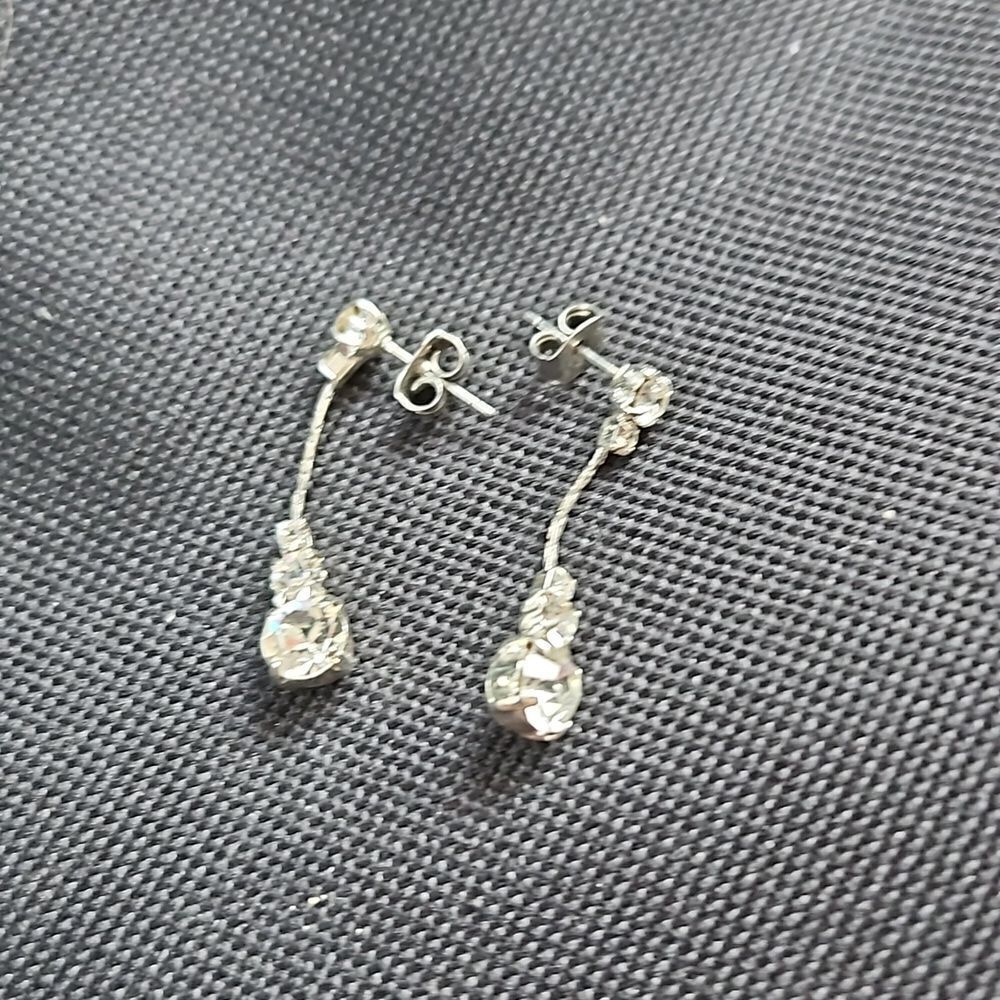 Silver Rhinestone Drop Earrings